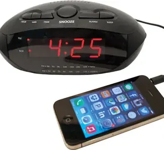 Sonnet 0.9″ LED Alarm Clock Radio with 2 USB Ports, Aux-Line In