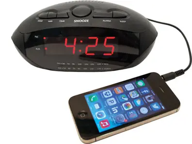 Sonnet 0.9″ LED Alarm Clock Radio with 2 USB Ports, Aux-Line In