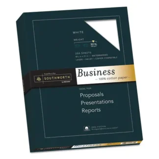Southworth® 100% Cotton Business Paper, 95 Brightness, 32 lb Bond, White, 250 Sheets