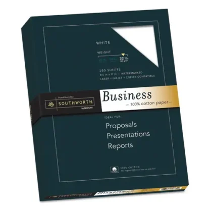Southworth® 100% Cotton Business Paper, 95 Brightness, 32 lb Bond, White, 250 Sheets