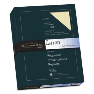 Southworth® 25% Cotton Linen Business Paper, 32 lb Bond Weight, 8.5 x 11, Ivory - 250 Sheets
