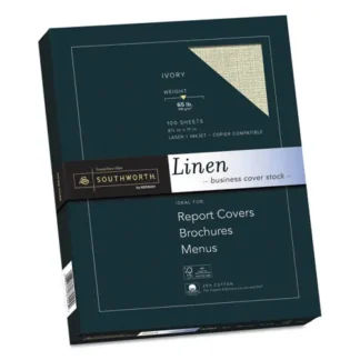 Southworth® 25% Cotton Linen Cover Stock, 65 lb Cover Weight, 8.5 x 11, 100/Pack