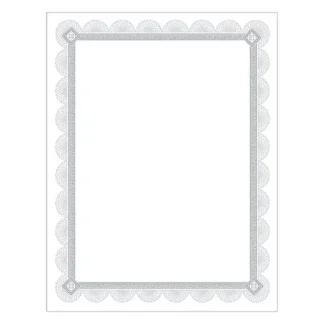 Southworth® Premium Certificates, White/Silver with Spiro Silver Foil Border, 15/Pack