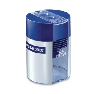 Staedtler® Cylinder Handheld Pencil Sharpener, Two-Hole, Blue/Silver