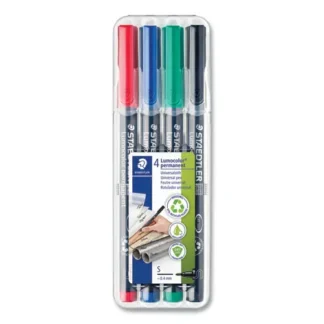 Staedtler® Lumocolor Porous Point Pen, Extra-Fine 0.4 mm, Assorted Colors, 4/Pack