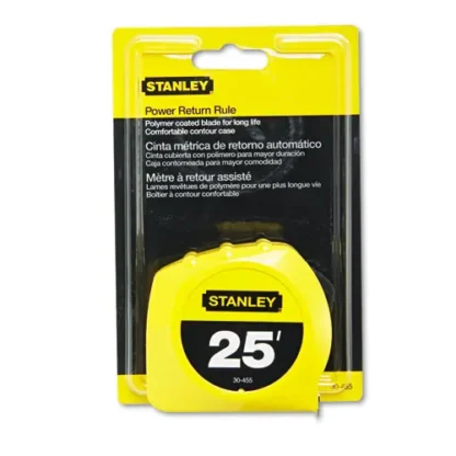 Stanley Bostitch® Power Return Tape Measure, Plastic Case, 1" x 25 ft, Yellow