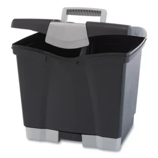 Storex File Box with Tray, Letter Size, Black, 2/Carton