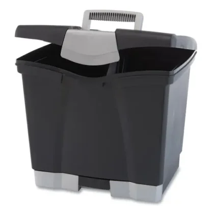 Storex File Box with Tray, Letter Size, Black, 2/Carton