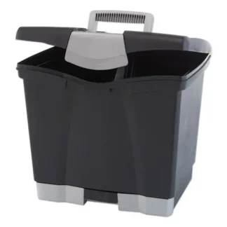 Storex Portable File Box with Drawer, Letter, Black