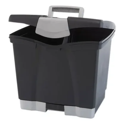 Storex Portable File Box with Drawer, Letter, Black