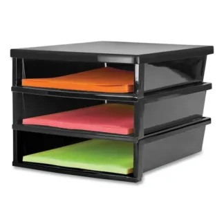 Storex Quick Stack Construction Paper Sorter, 3 Compartments, Black