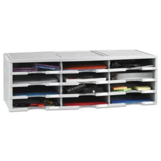 Storex Literature Organizer, 12 Compartments, Gray