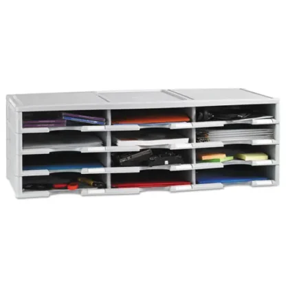 Storex Literature Organizer, 12 Compartments, Gray