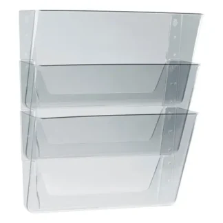 Storex Wall File, 3 Sections, Letter Size, Clear, 3/Set