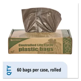 Stout® by Envision™ Controlled Life-Cycle Plastic Trash Bags, Brown, 30 Gallon, 60/Box