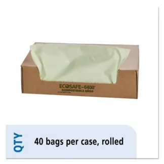 Stout® by Envision™ EcoSafe-6400 Compostable Trash Bags, Green, 48 Gallon, 42" x 48", 0.85 mil, 40/Box