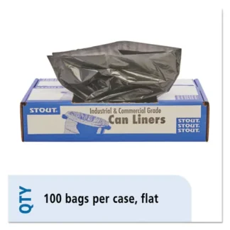 Stout® by Envision™ Total Recycled Content Plastic Trash Bags, 33 gal, 1.3 mil, 33" x 40", Black/Brown, 100/Carton