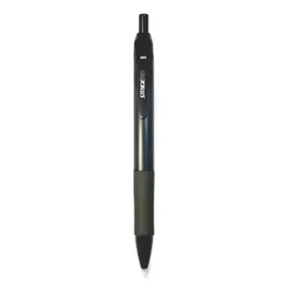 Stride StrideRio Gel Pen, Retractable, 0.7 mm Medium Point, Black Ink, Translucent Black Barrel, 12/Box