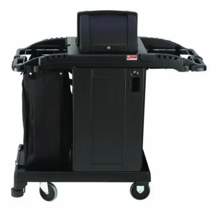 Suncast Commercial® Compact Premium Housekeeping Cart, Black, 1 Shelf