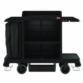 Suncast Commercial® Standard Housekeeping Cart, Plastic, Black, 1 Shelf, 24"W x 62.13"D x 49.75"H