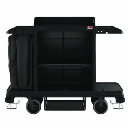 Suncast Commercial® Standard Housekeeping Cart, Plastic, Black, 1 Shelf, 24"W x 62.13"D x 49.75"H