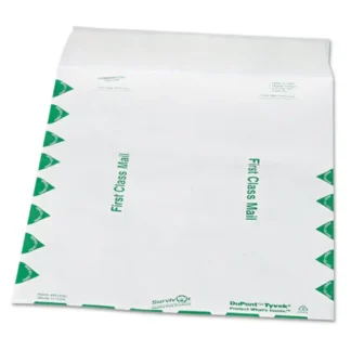 Survivor® Lightweight 14 lb Tyvek Catalog Mailers, First Class, #12 1/2, Square Flap, Redi-Strip Closure, 9.5 x 12.5, White, 100/Box