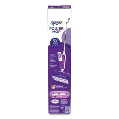Swiffer® PowerMop Starter Kit, White/Purple Cloth Head with Silver Aluminum Handle
