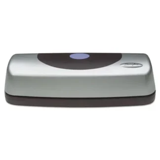 Swingline® 15-Sheet Electric/Battery Portable Desktop Punch, Three-Holes, 9/32" Holes, Silver/Black