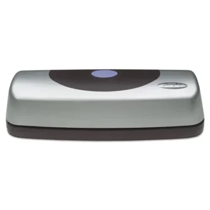 Swingline® 15-Sheet Electric/Battery Portable Desktop Punch, Three-Holes, 9/32" Holes, Silver/Black