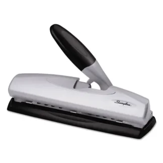 Swingline® 20-Sheet LightTouch Desktop Two- to Seven-Hole Punch, 9/32" Holes, Silver/Black