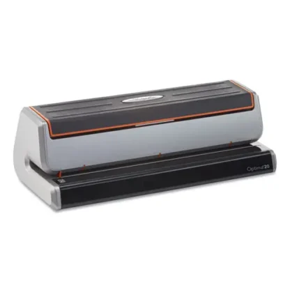 Swingline® 20-Sheet Optima 20 Electric Punch, Three-Hole, 9/32" Holes, Silver/Black