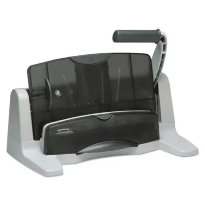 Swingline® 40-Sheet LightTouch Heavy-Duty Adjustable Hole Punch, 2-7 Holes, 9/32" Diameter, Black/Gray