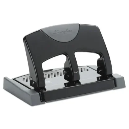 Swingline® 45-Sheet SmartTouch Three-Hole Punch, 9/32" Holes, Black/Gray
