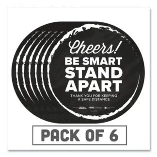 Tabbies® BeSafe Messaging Floor Decals, Cheers; Be Smart Stand Apart; Thank You for Keeping A Safe Distance