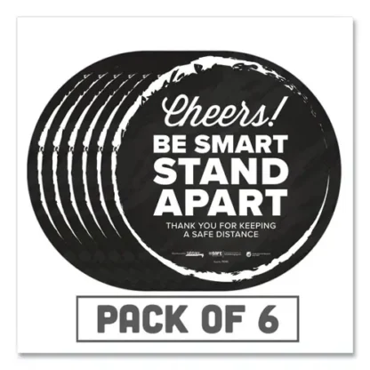 Tabbies® BeSafe Messaging Floor Decals, Cheers; Be Smart Stand Apart; Thank You for Keeping A Safe Distance