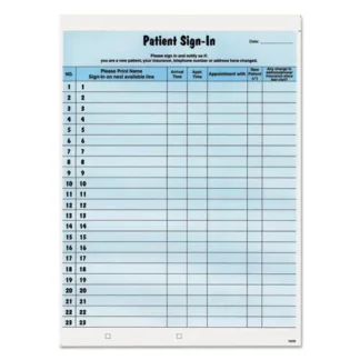 Tabbies® Patient Sign-In Label Forms, Two-Part Carbon, Blue Sheets, 125 Forms