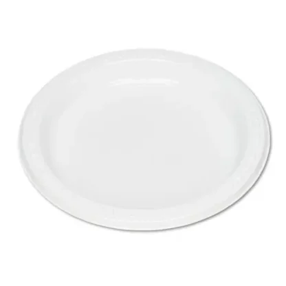 Tablemate® Plastic Dinnerware, Plates, 7" dia, White, 125/Pack