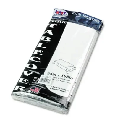 Tablemate® Table Set Rectangular Table Cover, Heavyweight Plastic, White, 6/Pack
