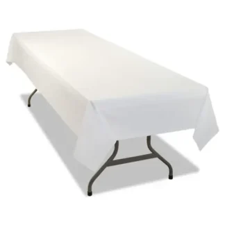 Tablemate® Table Set Rectangular Table Covers, Heavyweight Plastic, 54" x 108", White, 24/Carton