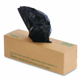Tatco Dog Waste Bags, Open-Face, Black, Perforated Roll, 200 Bags per Roll, 10 Rolls per Carton