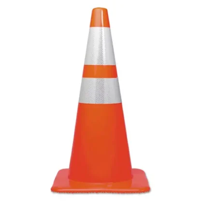 Tatco Traffic Cone, 14 x 14 x 28, Orange/Silver