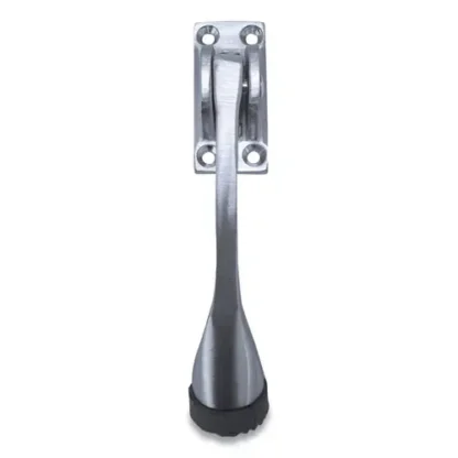Tell® Hinged Kick-Down Door Stop with Rectangular Four-Point Mounting Plate, Satin Chrome