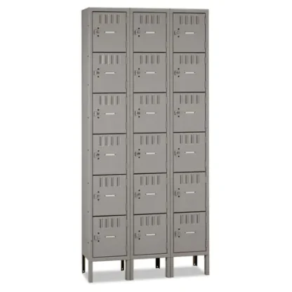 Tennsco Box Compartments with Legs, Triple Stack, Medium Gray, 36"W x 18"D x 78"H