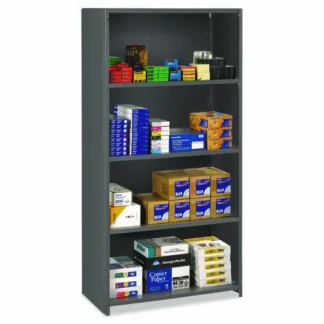 Tennsco Closed Commercial Steel Shelving, Five-Shelf, 36w x 24d x 75h, Medium Gray