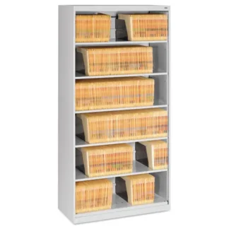 Tennsco Fixed-Shelf Lateral File, 6 Shelves, Light Gray, 36"W x 16.5"D x 75.25"H