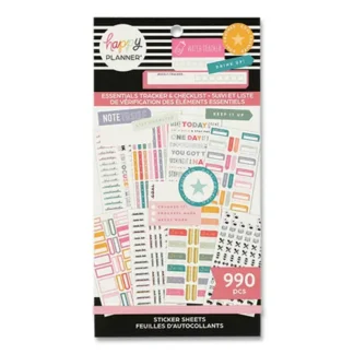 The Happy Planner® Essentials Tracker and Checklist Classic Stickers, Productivity Theme, 990/Pack