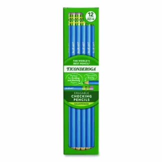 Ticonderoga® Erasable Colored Pencils, Blue Lead, Blue Barrel, 12/Pack