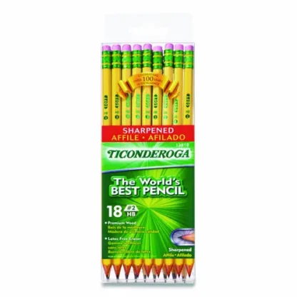 Ticonderoga® Pre-Sharpened Pencil, HB (#2), Black Lead, Yellow Barrel, 18/Pack