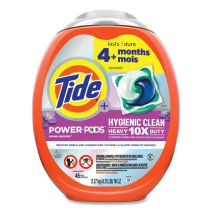 Tide® Hygienic Clean Heavy 10x Duty Power Pods, Fresh Meadow Scent, 76 oz Tub, 45 Pods