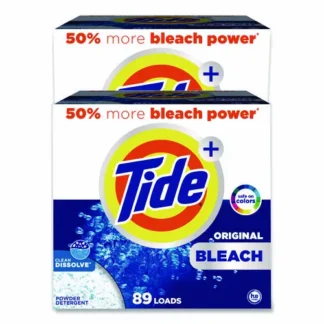 Tide® Laundry Detergent with Bleach, HE Compatible, 80 Loads, Tide Original Scent, Powder, 129 oz Box, 2/Carton